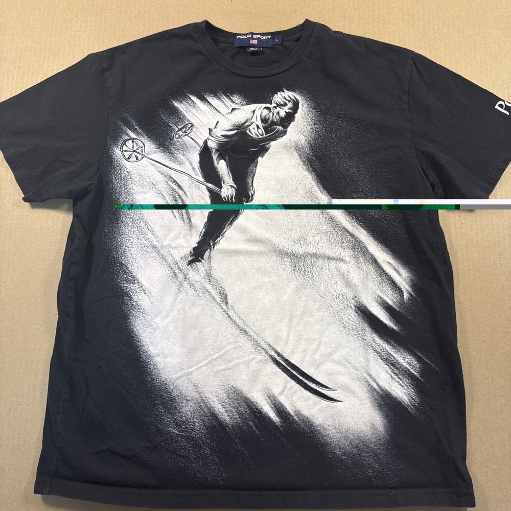 Vintage Polo Sport Suicide Skier Shirt Large Black 90s Ralph Lauren New York USA